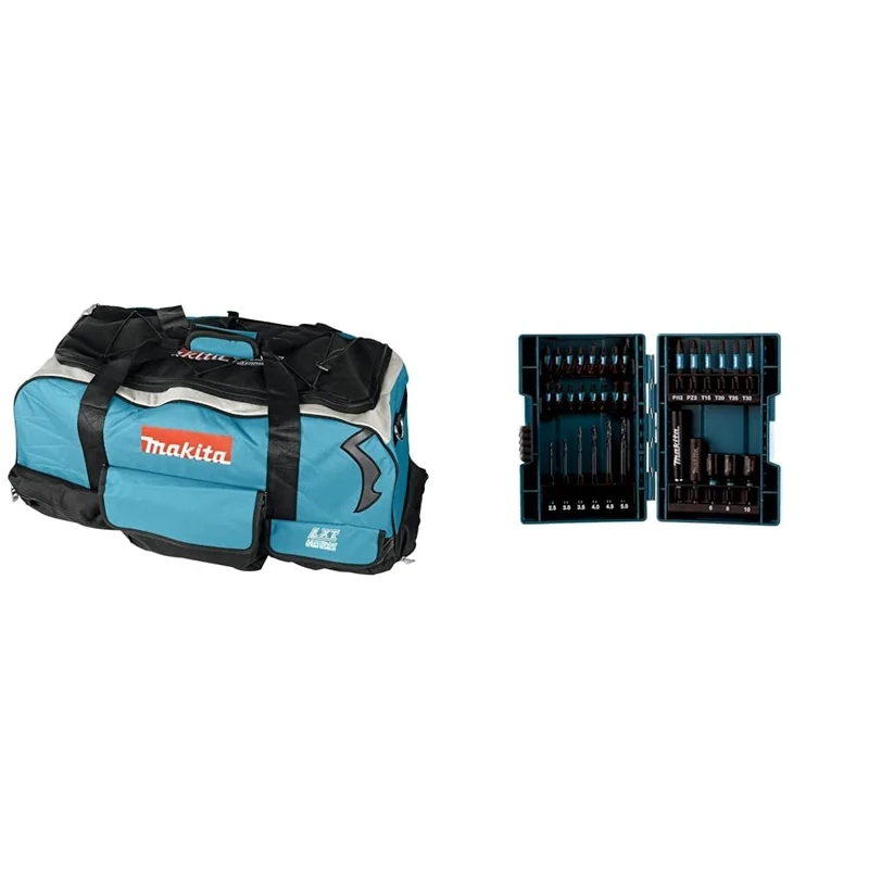Makita 831278-2 LXT400 Heavy Duty Tool Bag & B-66896 33 Piece Impact Black Set
