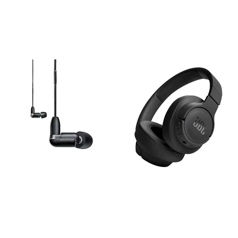 Shure AONIC 3 Wired Sound Isolating Earbuds, Single Driver with BassPort & JBL Tune 720BT Wireless Over-Ear Headphones, Bluetooth 5.3