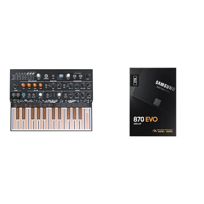 Arturia - MicroFreak Synthesizer Keyboard - 25-Key Hybrid Synth with PCB Keyboard & Samsung SSD 870 EVO, 2 TB, Form Factor 2.5 Inch, Intelligent Turbo Write, Magician 6 Software, Black