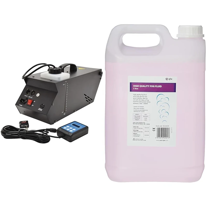 QTX | HZ-800 Haze Effects Machine | 800W | 12,000 cu.ft (340m³) per minute & Long Lasting Smoke/Fog Fluid for DJ & Party Effect | 5 Litres