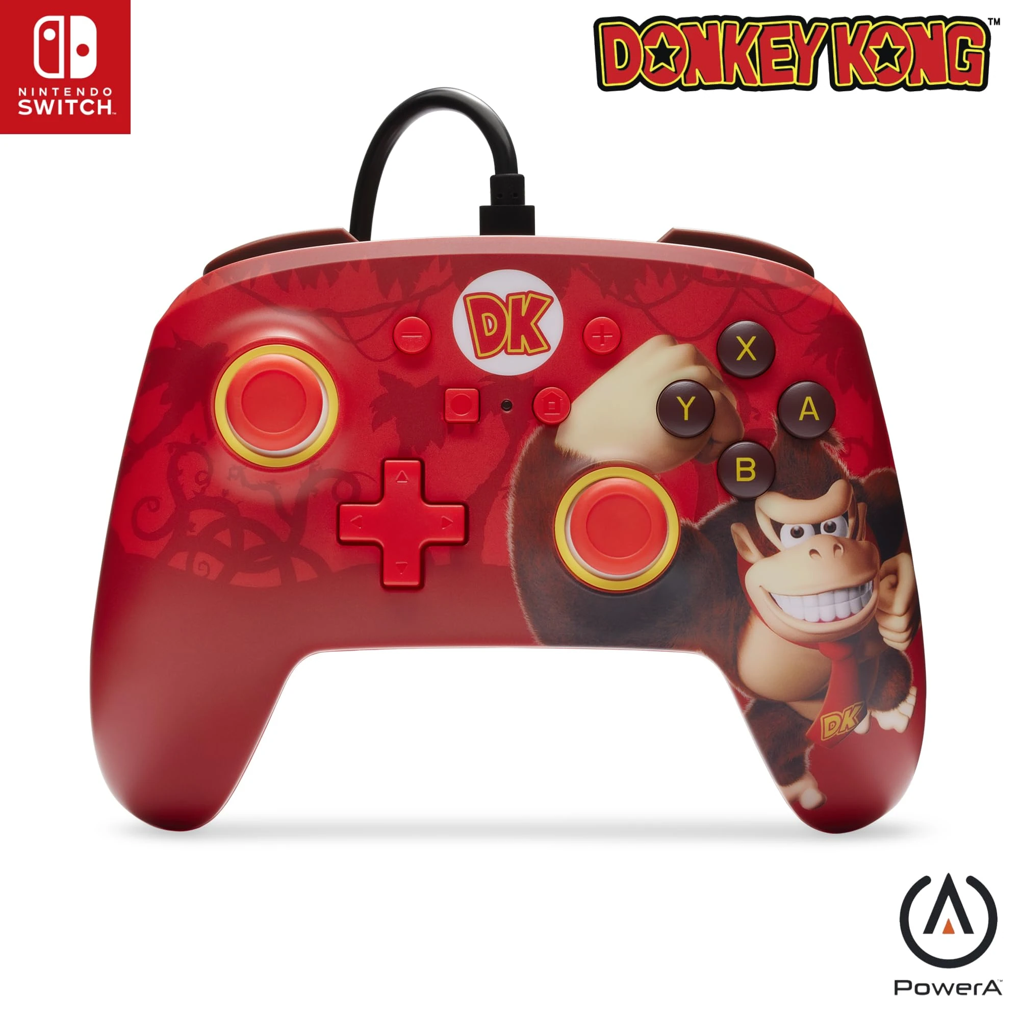 PowerA Enhanced Wired Controller for Nintendo Switch and Oled Model, Advance Gaming Buttons, 3.5mm Stereo Jack and Anti-Friction Rings, Official: Donkey Kong Flex