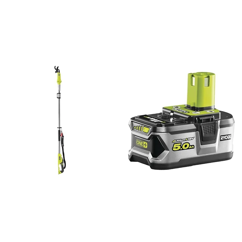 Ryobi RY18PLA-0 18V ONE+ Cordless 32mm Bypass Pole Lopper (Bare Tool) & RB18L50 ONE+ Lithium+ 5.0Ah Battery, 18 V