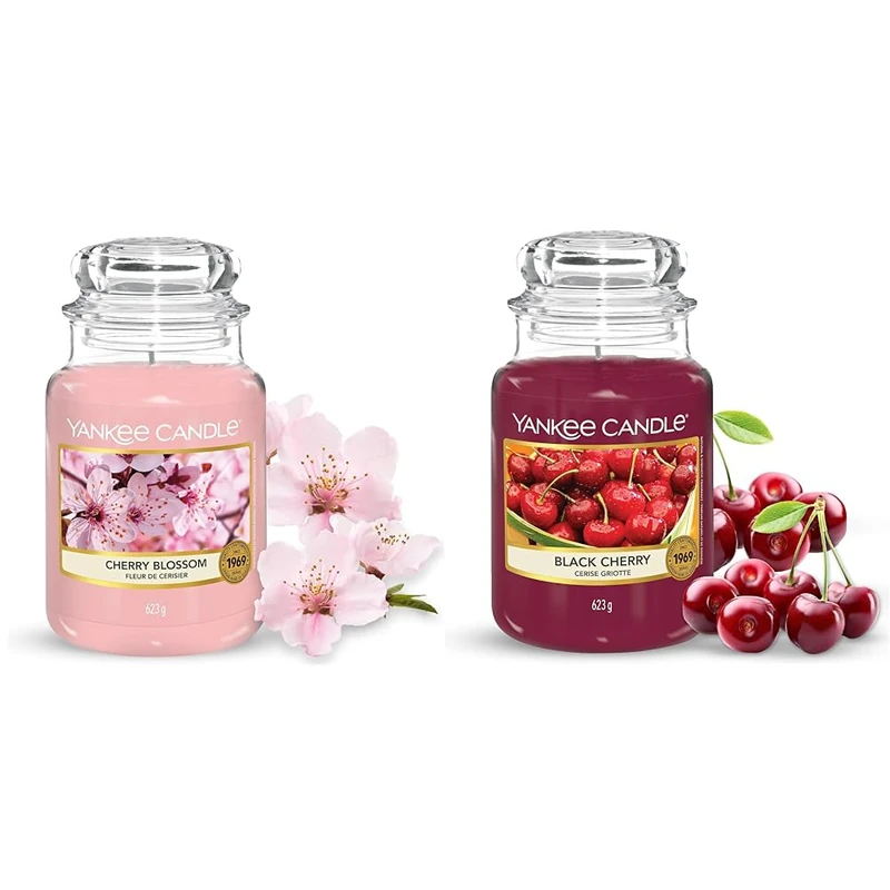 Yankee Candle Scented Candle, Cherry Blossom Large Jar Candle, Long Burning Candles & Scented Candle | Black Cherry Large Jar Candle | Long Burning Candles
