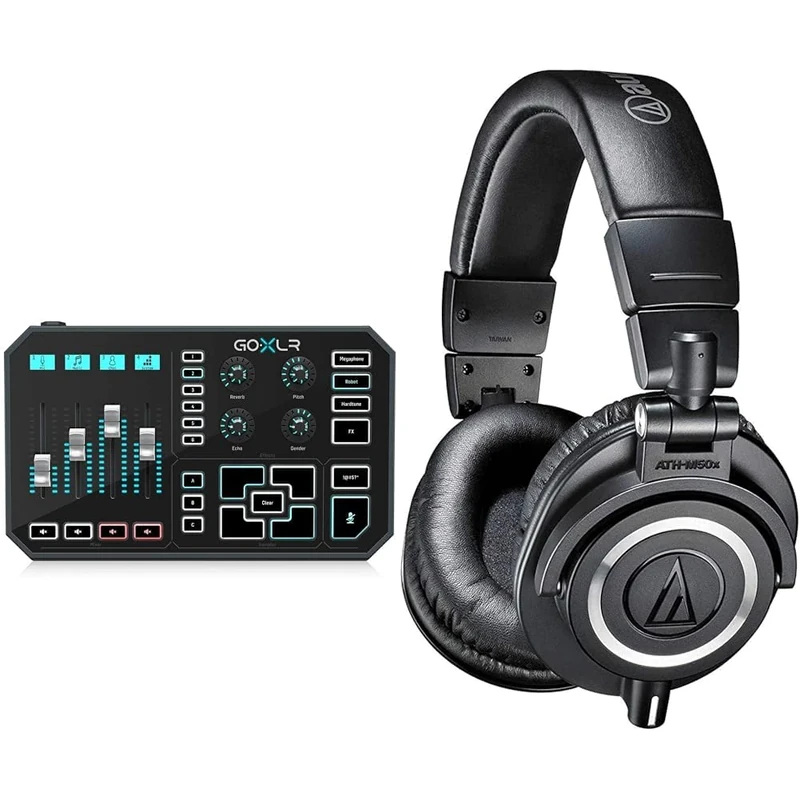 TC Helicon GoXLR Revolutionary Online Broadcaster Platform with 4-Channel Mixer, Motorized Faders & Audio-Technica M50x Professional Monitor Headphones Black