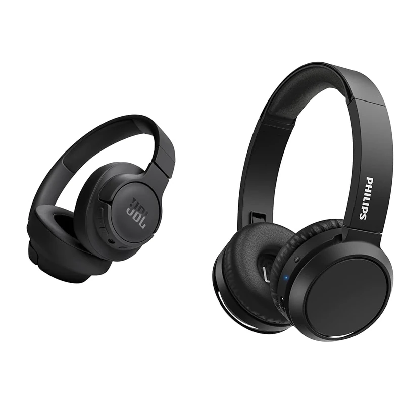 JBL Tune 720BT Wireless Over-Ear Headphones Pure Bass Sound, Bluetooth 5.3 & PHILIPS On-Ear Headphones H4205BK/00 with Bass Boost Button