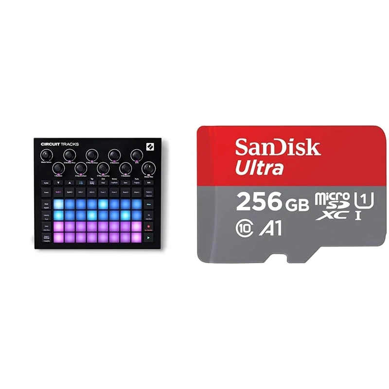 Novation Circuit Tracks: Groovebox Sequencer With Synth Tracks & SanDisk 256GB Ultra microSDXC card + SD adapter up to 150 MB/s with A1 App