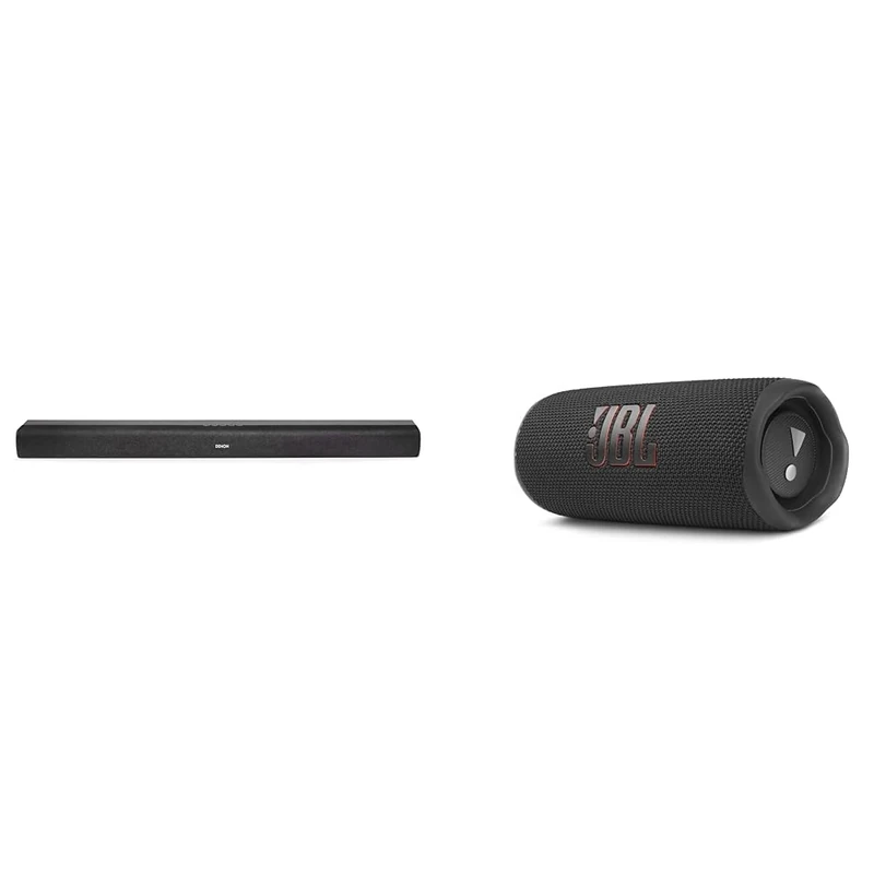 Denon DHT-S216 Soundbar for Surround Sound System, Bluetooth Sound Bar with Built-in Subwoofers & JBL Flip 6 Portable Bluetooth Speaker with 2-way speaker system and powerful JBL Original Pro Sound
