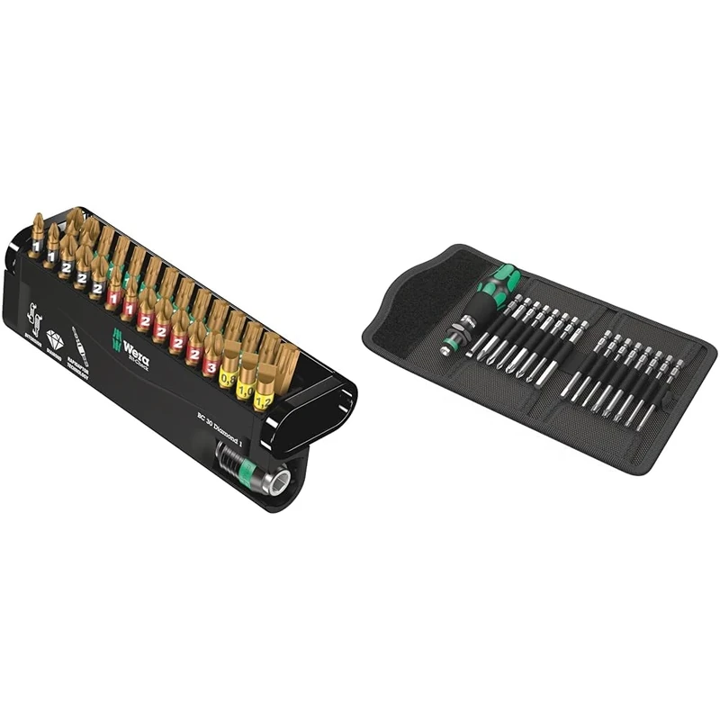 Wera Bit-Check 30 Diamond 1 Anti Cam-Out BiTorsion Long Life bit Set for Drill/Drivers PZ,PH,TX & Kraftform Kompakt 60 Bit-Holding Screwdriver & Bit Set, PH/PZ/SL/TXBO/HEX, 17pc, 05059295001