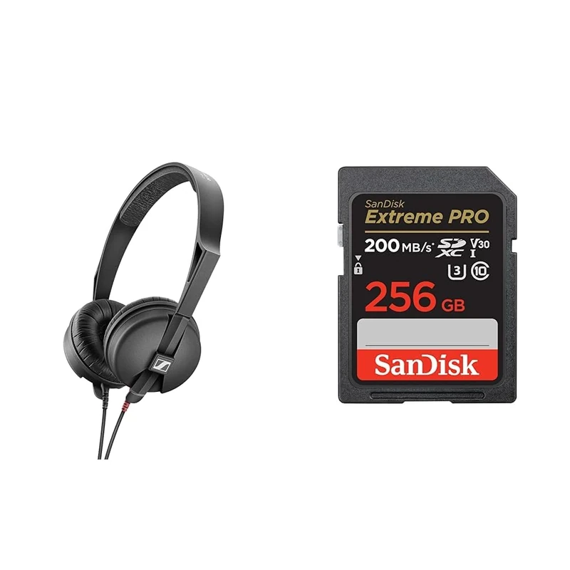 Sennheiser HD 25 LIGHT Lightweight On-Ear DJ & Monitoring Headphones & SanDisk 256GB Extreme PRO SDXC card + RescuePRO Deluxe, up to 200MB/s, UHS-I, Class 10, U3, V30