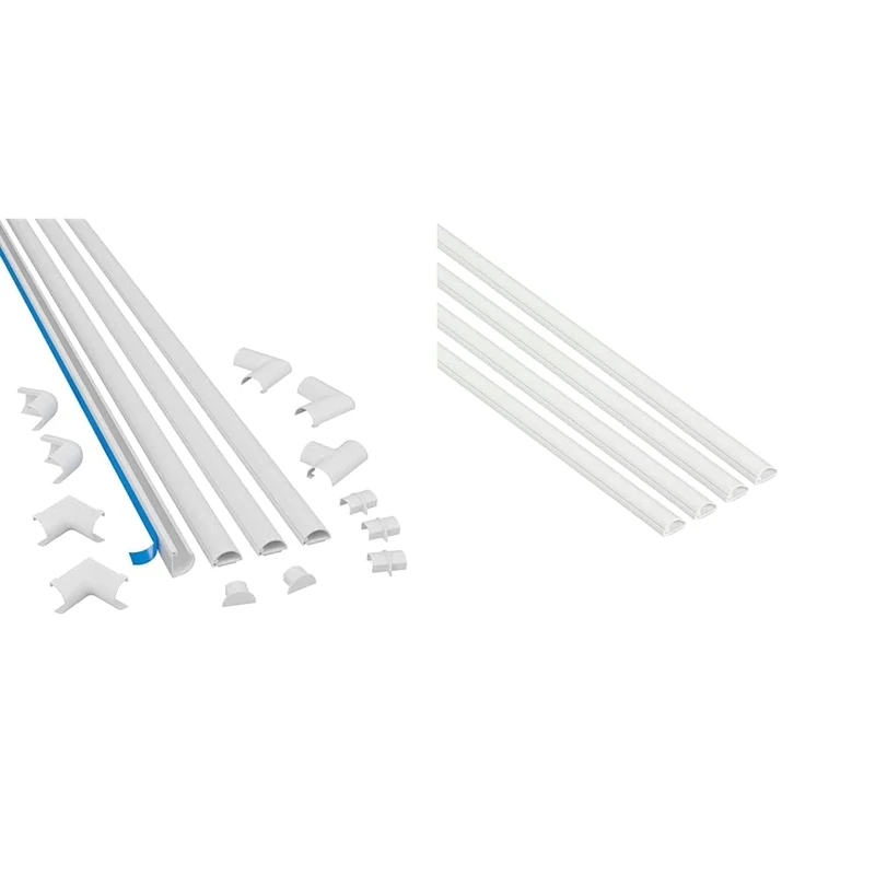 D-Line Micro+ Cable Trunking 4-Meter Pack, Half Round Cable Cover, Paintable & Micro Cable Trunking 4-Pack, Half Round Cable Cover, Paintable, Self-Adhesive Wire Cover