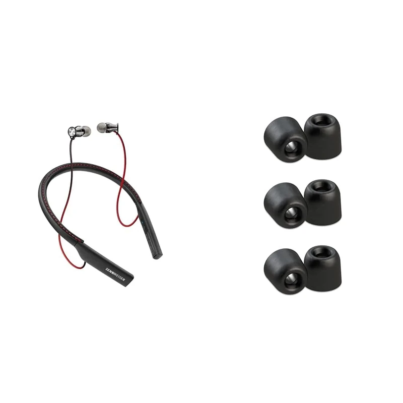 Sennheiser Momentum 2.0 In-Ear Wireless Bluetooth Headphones - Black & Comply Isolation Noise Cancelling Memory Foam Earphone Tips HD 1 Momentum MIE2, CX 3