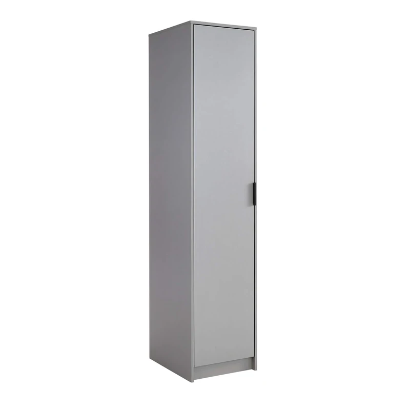 Home Source Phoenix Wardrobe with 1 Door | 180cm Tall Grey| Hanging Rail & Storage Shelf | Contemporary Bedroom Furniture | 40D x 48W x 180H cm