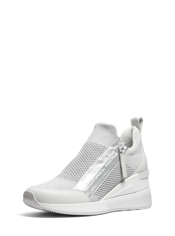 Michael Kors Willis Wedge Trainer Sneaker Silver - Image 1