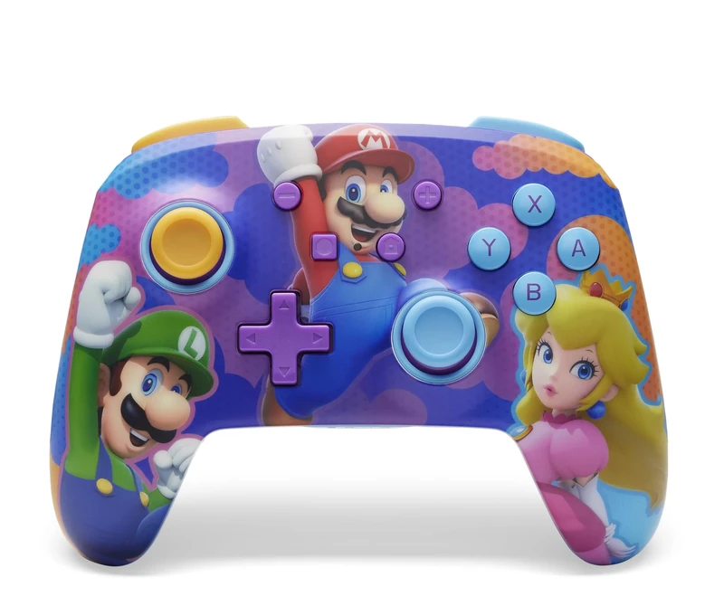 PowerA Enhanced Wireless Controller for Nintendo Switch, Switch Lite & OLED Model, Rechargeable Bluetooth Gamepad with up to 30 Hours of Play Time, Official: Mario; Color Splash Heroes