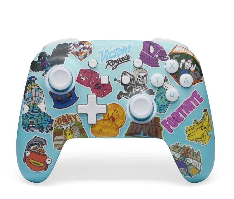 PowerA Enhanced Wireless Controller for Nintendo Switch, Switch Lite & OLED Model, Rechargeable Bluetooth Gamepad with up to 30 Hours of Play Time, Official: Fortnite Sticker Mania