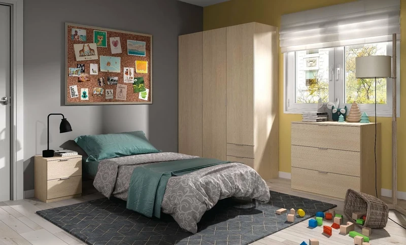 Dmora Warren Wardrobe 3 Door 3 Drawer Bedroom Wardrobe with 3 Shelves and Clothes Rail 121 x 52 x 180 cm, Oak