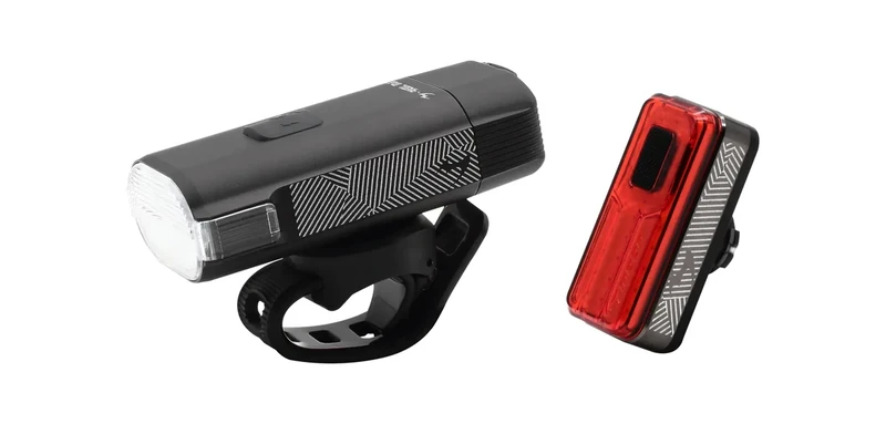 Moon Light the Way You Ride On Rigel Max 1500lm & Helix Lite 100lm IPX7 Front and Rear Rechargeable Cycle Light Set, Black