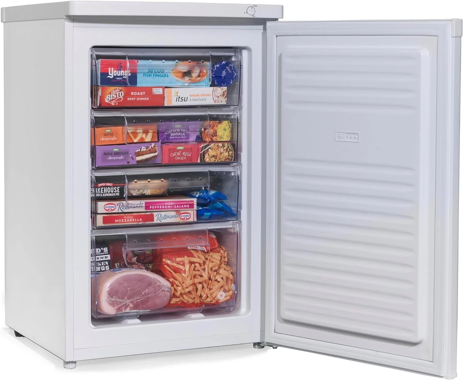 English Electric Under Counter Freezer EEF085H 91 Litre 55cm wide, White, Reversible Door - 4 Freezer Drawers (EEF085H) E rated