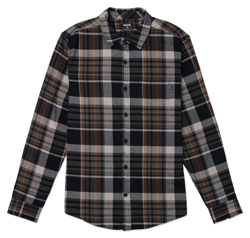 Hurley Long Sleeve Shirt Men - Portland Organic Flannel, Cargo, S