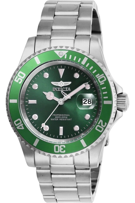 Invicta Pro Diver 47355 Men's Watch - Waterproof - Analogue - Quartz Movement - Stainless Steel with Green dial - 40mm