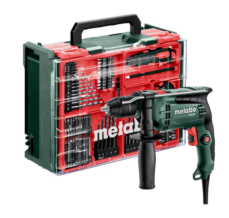 Metabo 600742710 SBE 650 240V Percussion Drill Mobile Workshop with Accessory Set