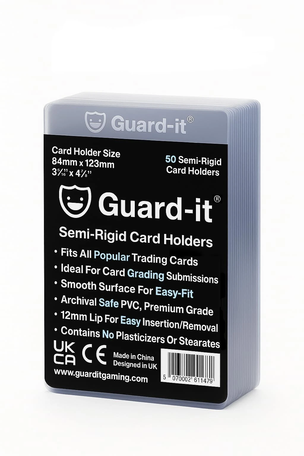 Guard-it - 50 Semi-Rigid Card Sleeves for Sports & Trading Card Grading Submissions - Recommended for PSA, BGS, ACE, SGC & CGC