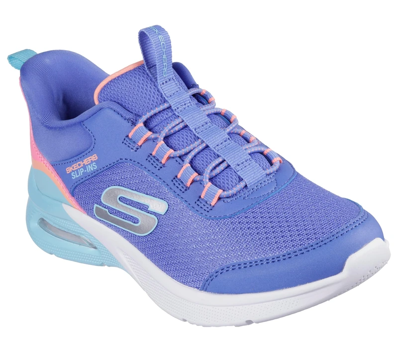 Skechers Girl's Microspec Max Color Trifecta Sneakers, Blue Synthetic/Multi Trim, 9.5 UK Child