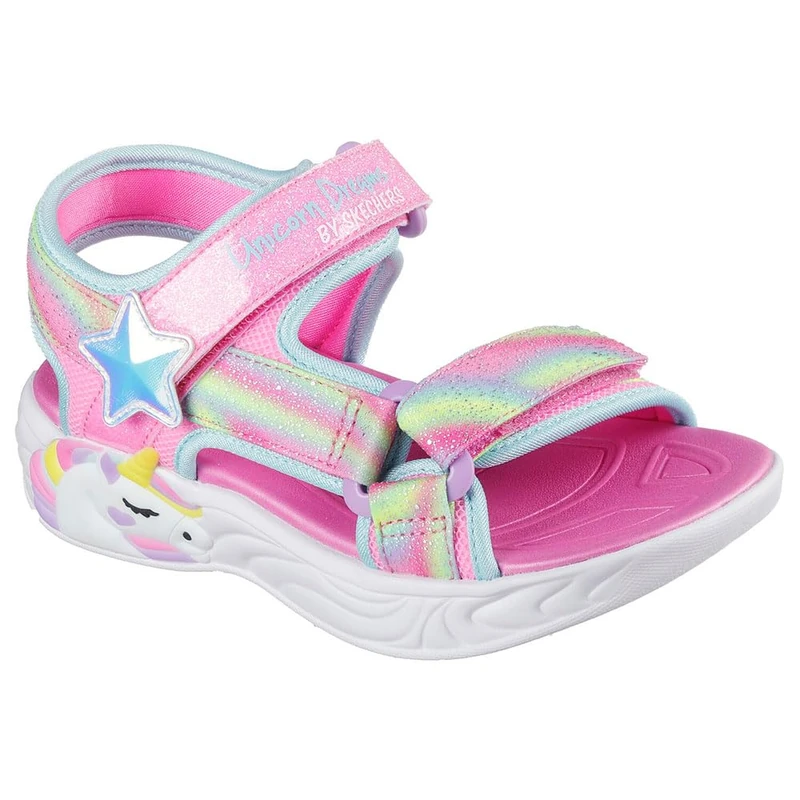 Skechers Girl's Unicorn Dreams Sandal Dreamy Unicorns Sneakers, Pink Textile/Multi Trim, 10 UK Child