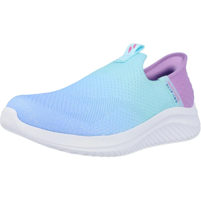 Skechers Girl's Ultra Flex 3.0 Color Boost Sneakers, Light Blue Knit/Lavender Trim, 11.5 UK Child