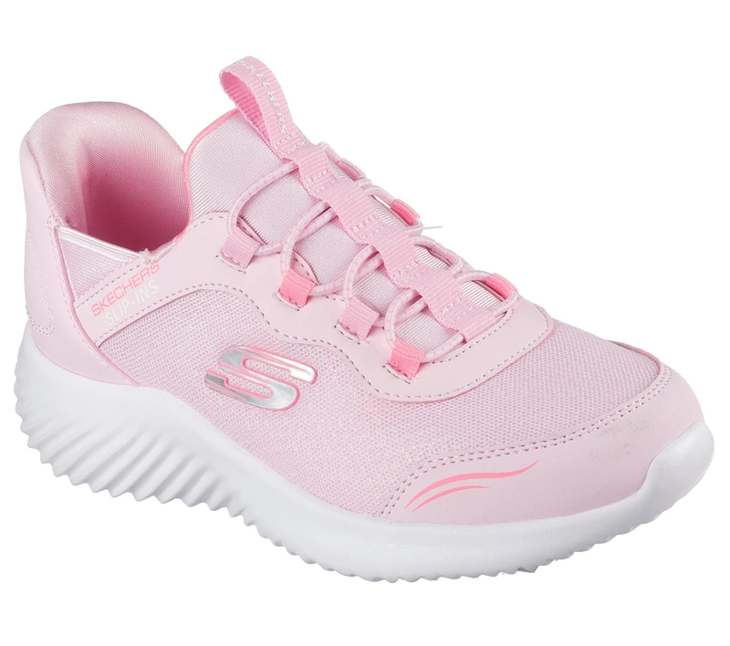 Skechers Girls Bounder Simple Cute Sneaker, Light Pink Synthetic Trim, 13 UK Child