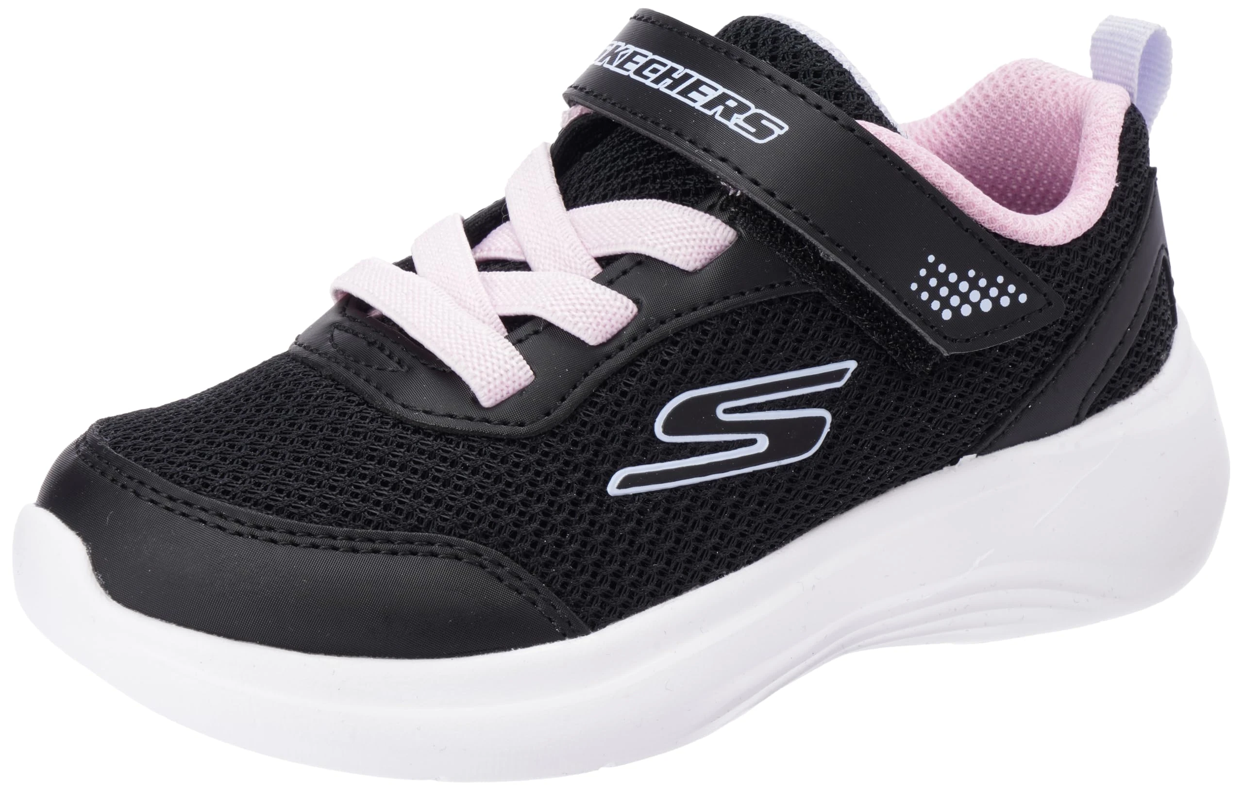 Skechers Girls Selectors Reset Achieved Sneaker, Black Mesh Trim, 1.5 UK Child