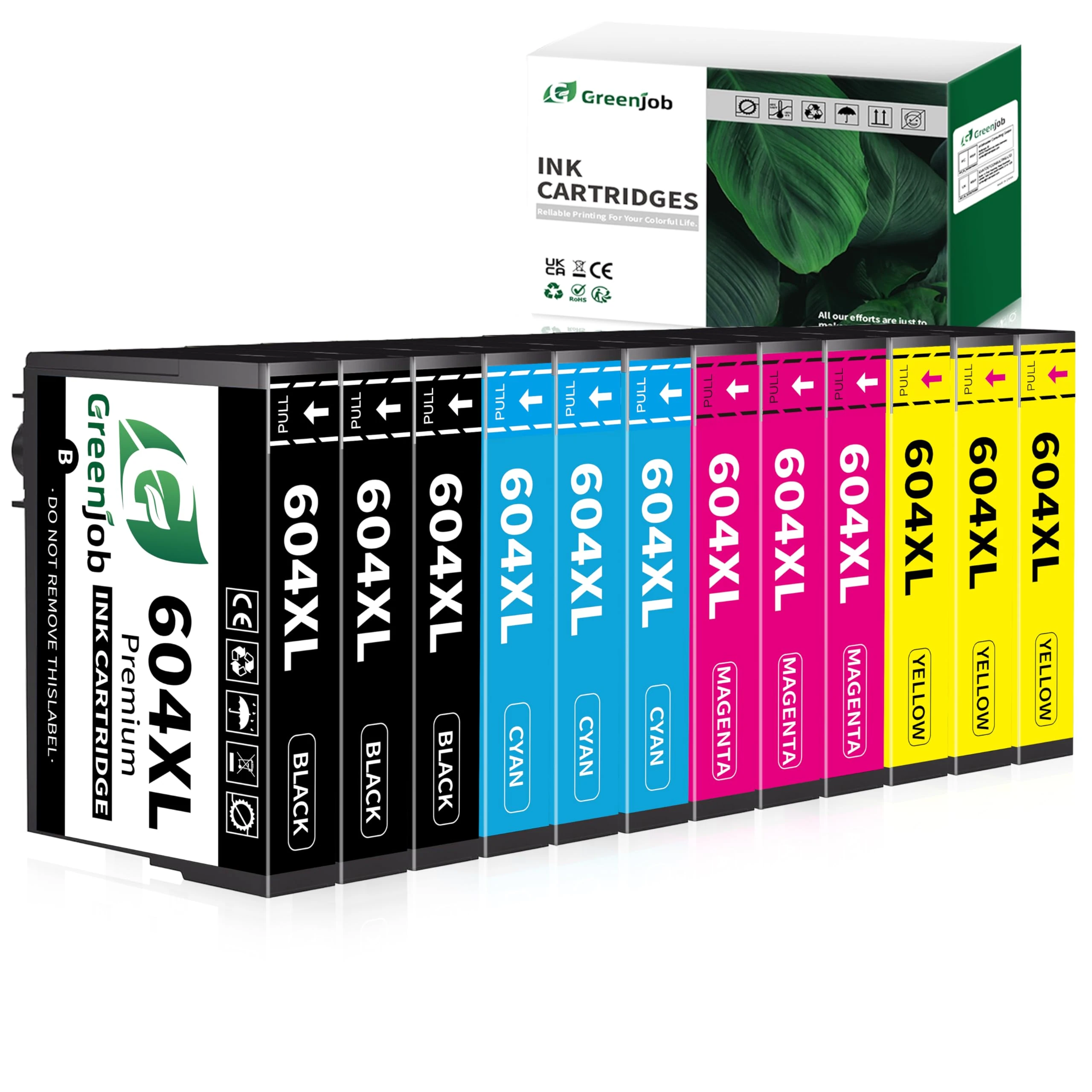 Greenjob 604XL Ink Cartridge Replacement for Epson 604 Ink Cartridges Multipack Compatible with Expression Home XP-2200 XP-2205 XP-3200 XP-3205 XP-4200 XP-4205 Workforce WF-2910 WF-2930 (12-Pack)