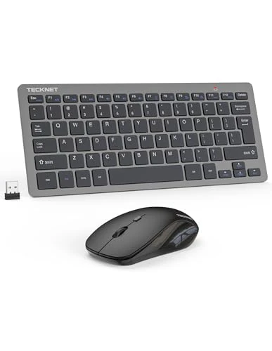 TECKNET Wireless Keyboard and Mouse Combo, Mini Cordless Computer Keyboard and Mouse Set 2.4GHz, Silent Adjustable 1600 DPI, Quiet Click, Lag-Free for Computer, Laptop, PC, Windows, Mac, Chrome OS(GS)