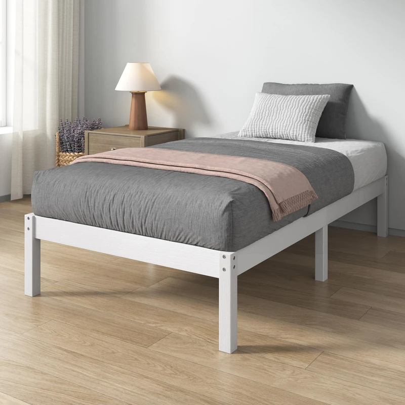 Zinus Ellie Bamboo Bed, White, 90 x 190 cm