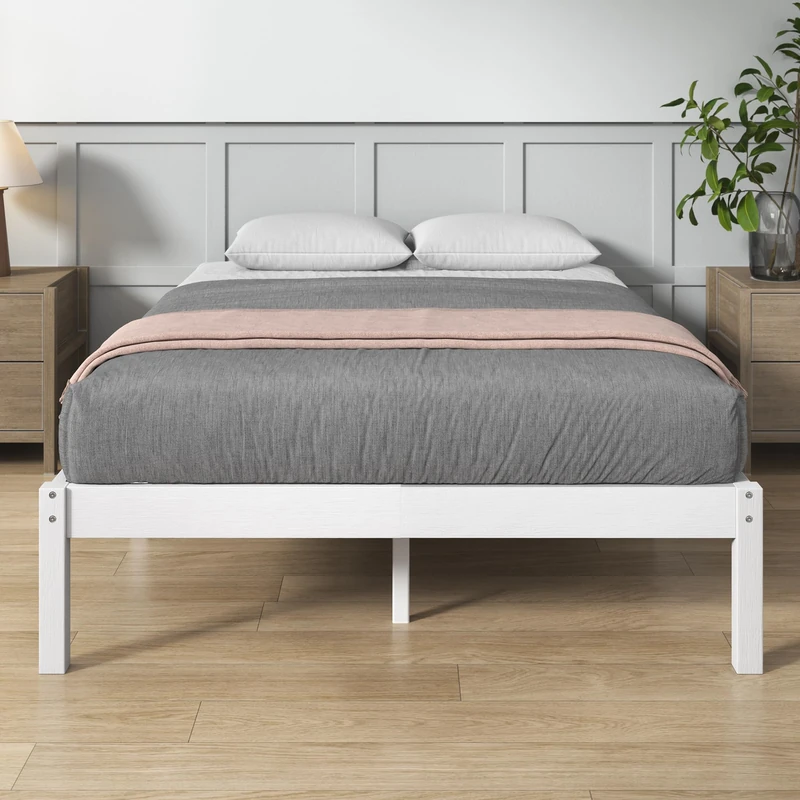 Zinus Ellie Bamboo Bed, White, 140 x 190 cm