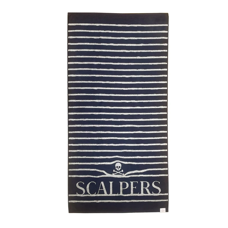 Scalpers Towel 90x180 cm 100% Cotton 500GSM Navy Striped Home - Image 1