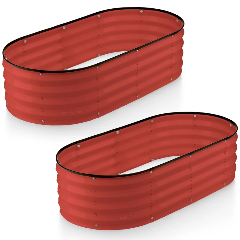 Galvanized Raised Garden Beds Outdoor // 4×2×1 ft (2-Pack) Planter Raised Beds for Gardening, Vegetables, Flowers // Large Metal Garden Box (Red) // Patented Tool-Free Design