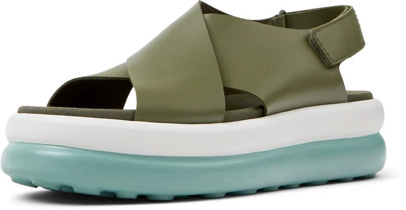 Camper Women's Pelotas Flota Up K201727 X-Strap Sandal, Medium Green 003, 7 UK