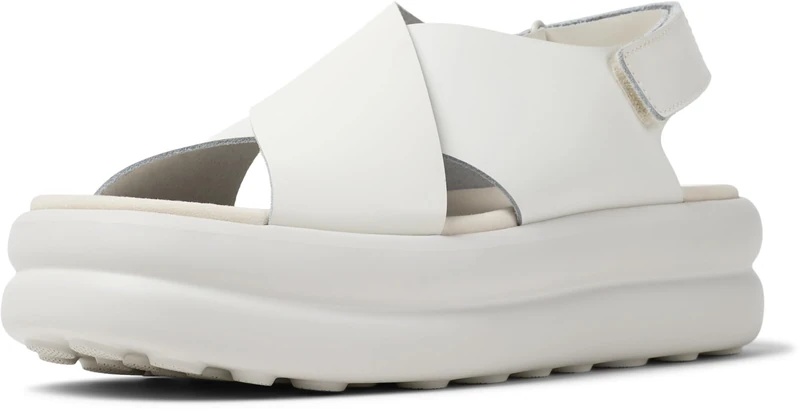 Camper Women's Pelotas Flota Up K201727 X-Strap Sandal, White Natural 002, 5 UK