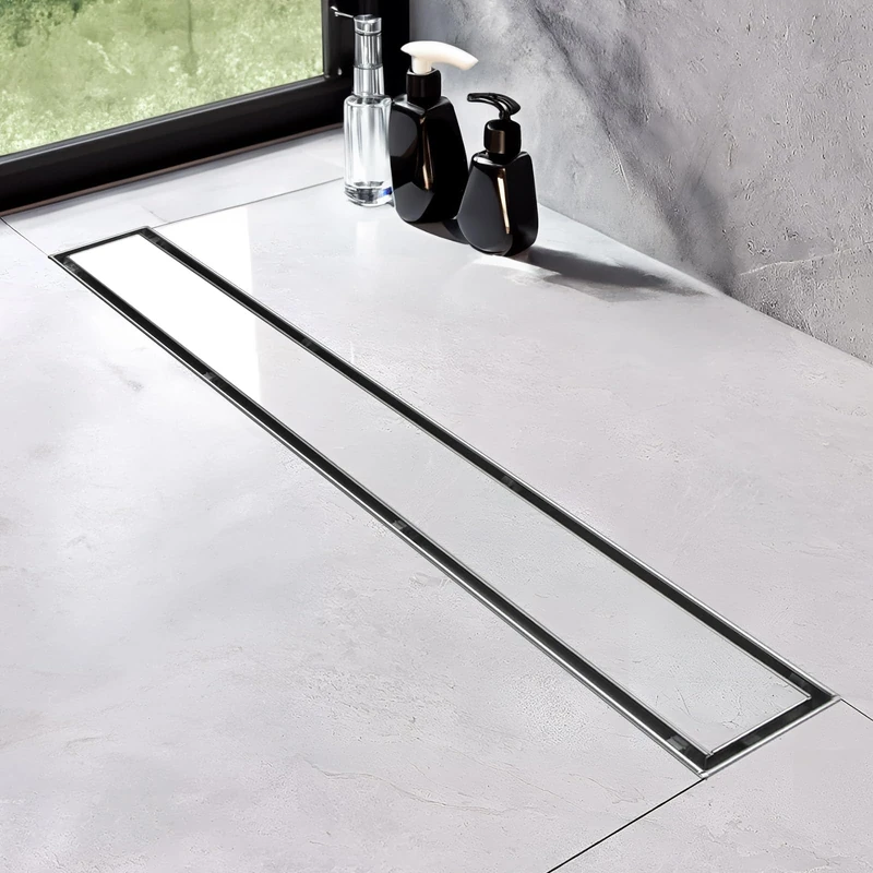 Sudzio Shower Drain 70 cm, Tileable Shower Channel Extra Flat with Siphon Odour Stop and Hair Filter, Bathroom Shower Drain Complete Set - Image 1