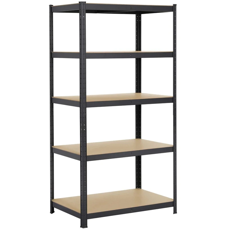 Yaheetech 5-Tier Storage Shelves, Metal Garage Storage Shelving, Adjustable Storage Utility Rack Shelf Unit Heavy Duty, for Warehouse Pantry Closet Kitchen, Black, 90x60x180 cm