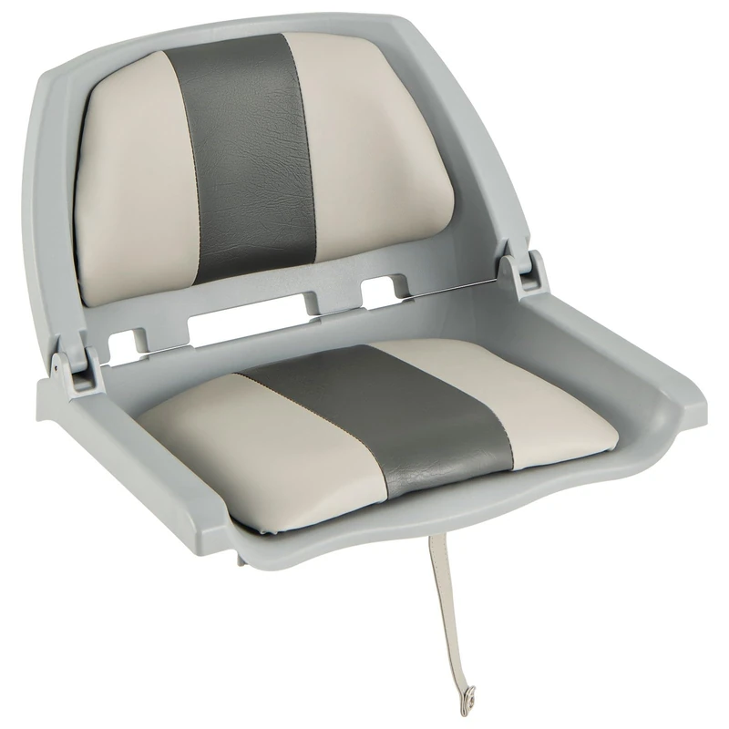 GYMAX Folding Boat Seat, Waterproof Low Back Captain Chair with High-density Sponge Padded Cushions and Fixing Strap, Ergonomic Fishing Seating