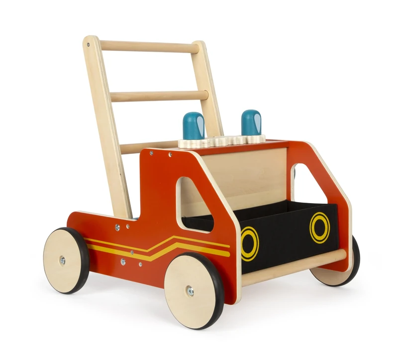 small foot Fire Truck Baby Walker, Wood, Modern Walking aid for fire Brigade Fans, for Kids Aged 12+ Months, 12540