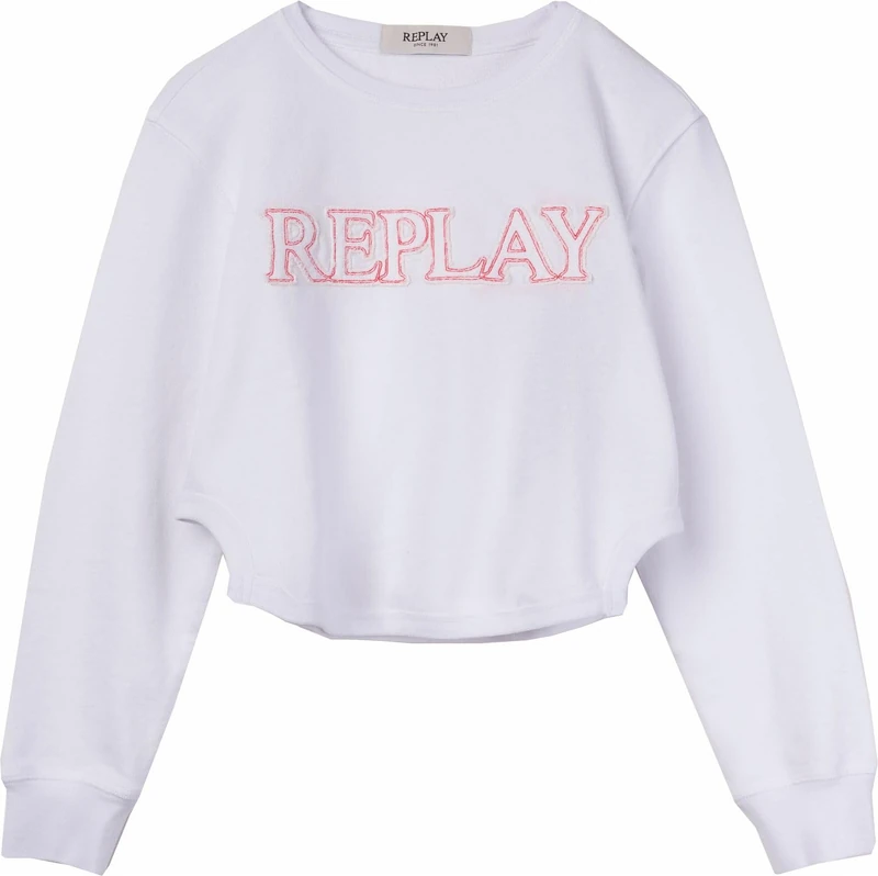 Replay Girl's Sg2136 Sweatshirt, 001 White, 10 Years