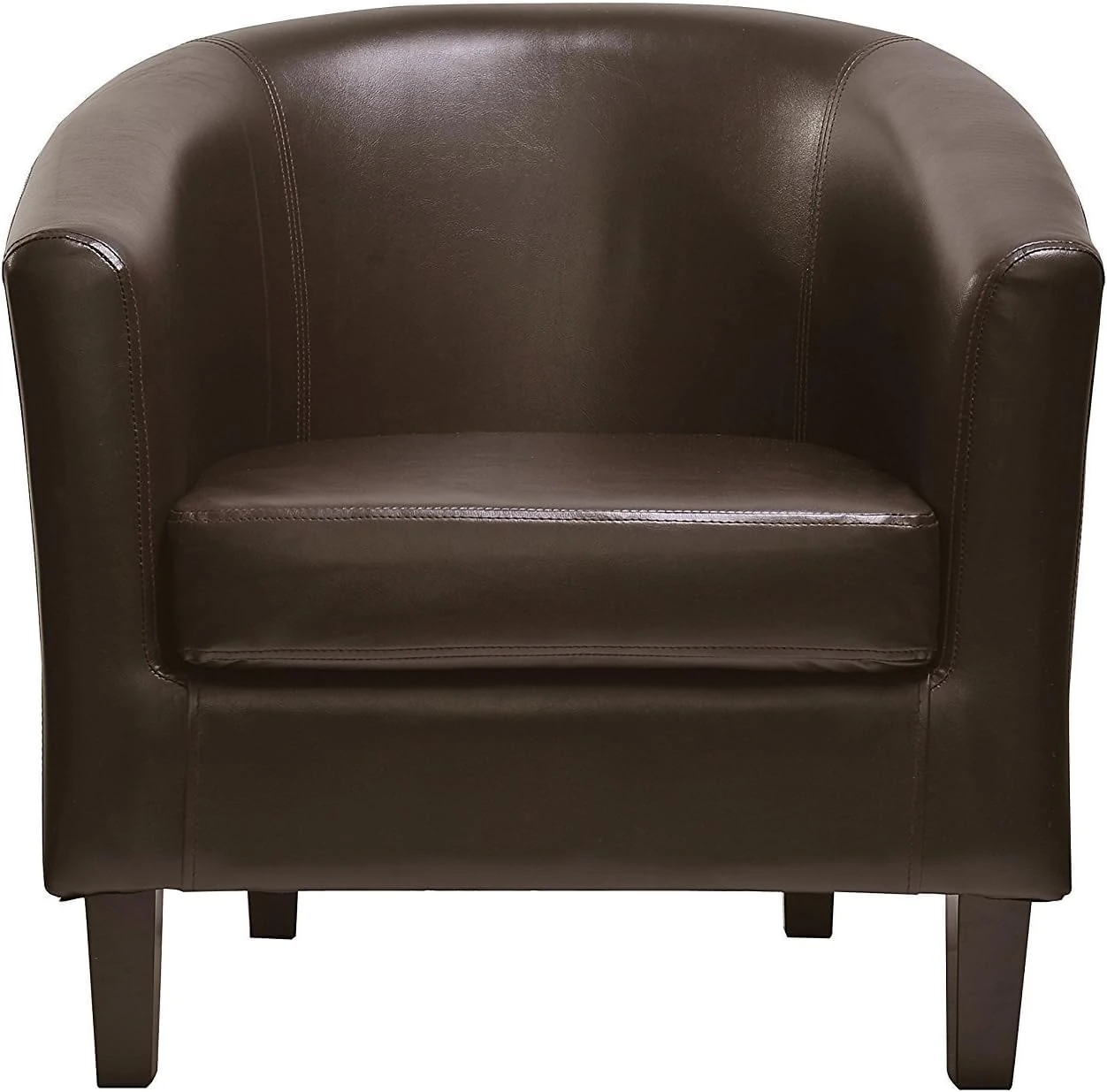 mcc direct PU Leather Tub Chair, Upholstered Armchair, Club Chair for Living Room, Bedroom and Lounge Reception (Brown)