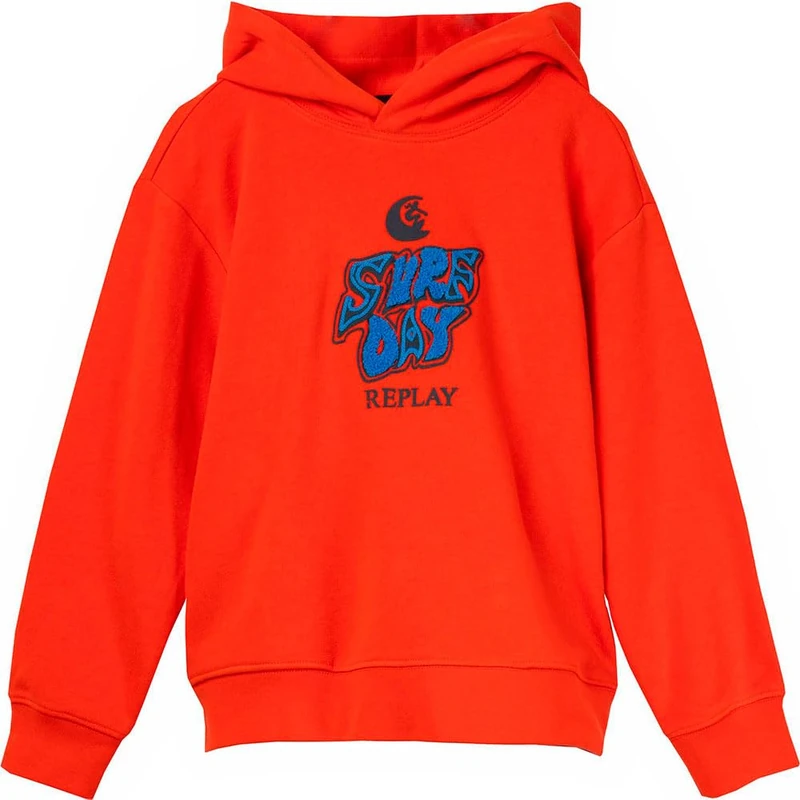 Replay Boy's Sb2453 Hooded Sweatshirt, 861 Tropical Orange, 12 Years