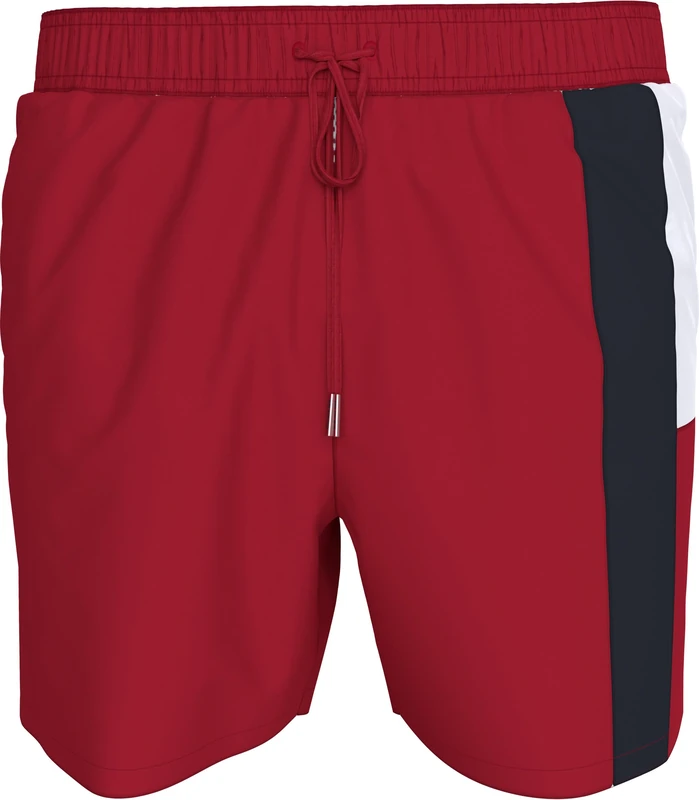 Tommy Hilfiger Men’s Medium Drawstring Swim Shorts, Multicolor (Medium Red), L