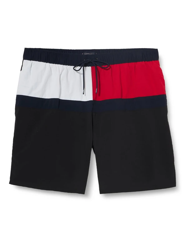 Tommy Hilfiger Men’s Long Drawstring Swim Shorts, Black (Black), M