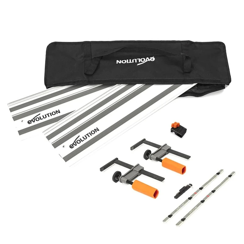 Evolution Power Tools ST1400-G2 Circular Saw Guide Rail / Track | Universal Fits Most Brands Makita, Bosch, Festool | 1.4m (2x 700mm ) With Self-Aligning Connector Bars | Incl. End Stop Accessory