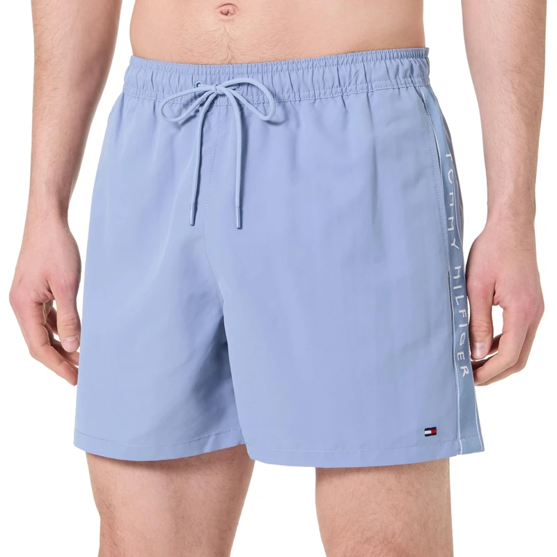 Tommy Hilfiger Men’s Medium Drawstring Tape Swim Shorts, Blue (Brisk Blue), S